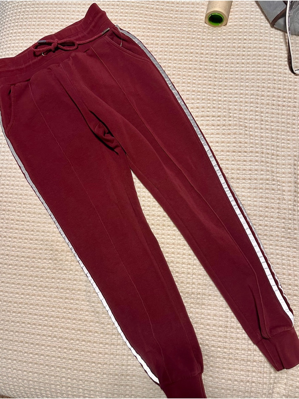 BuffBunny Maroon Joggers with White Side Stripe